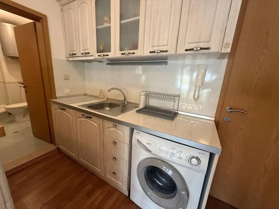 Furnished 1-bedroom apartment kitchen with washing machine, in Vineyards SPA Resort, 2 km from the s.