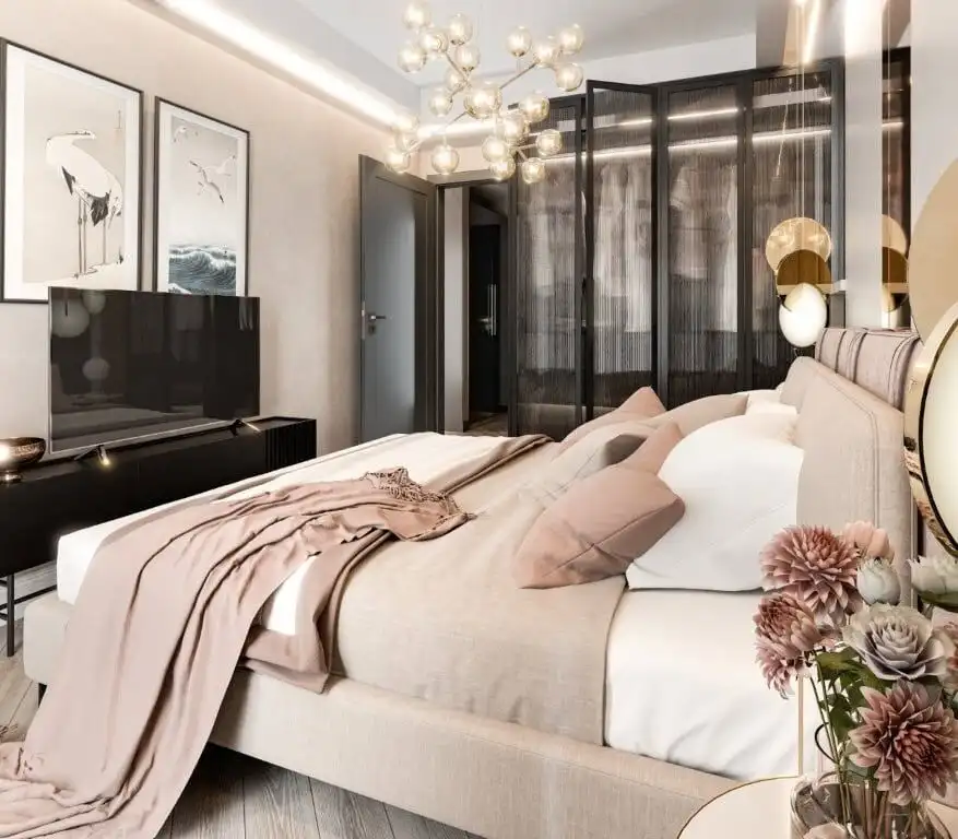 Modern bedroom in Palm City Residencies, Kotor Elegant bedroom with contemporary decor in Palm City Residencies, Kotor. Bright, stylish, and perfec.