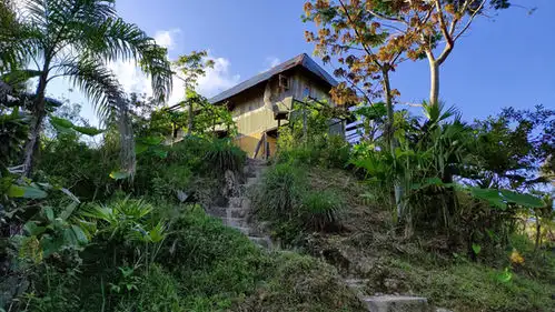 Ecological finca with lush greenery and a rustic wooden house in San Vicente de Huaticocha, ideal fo.