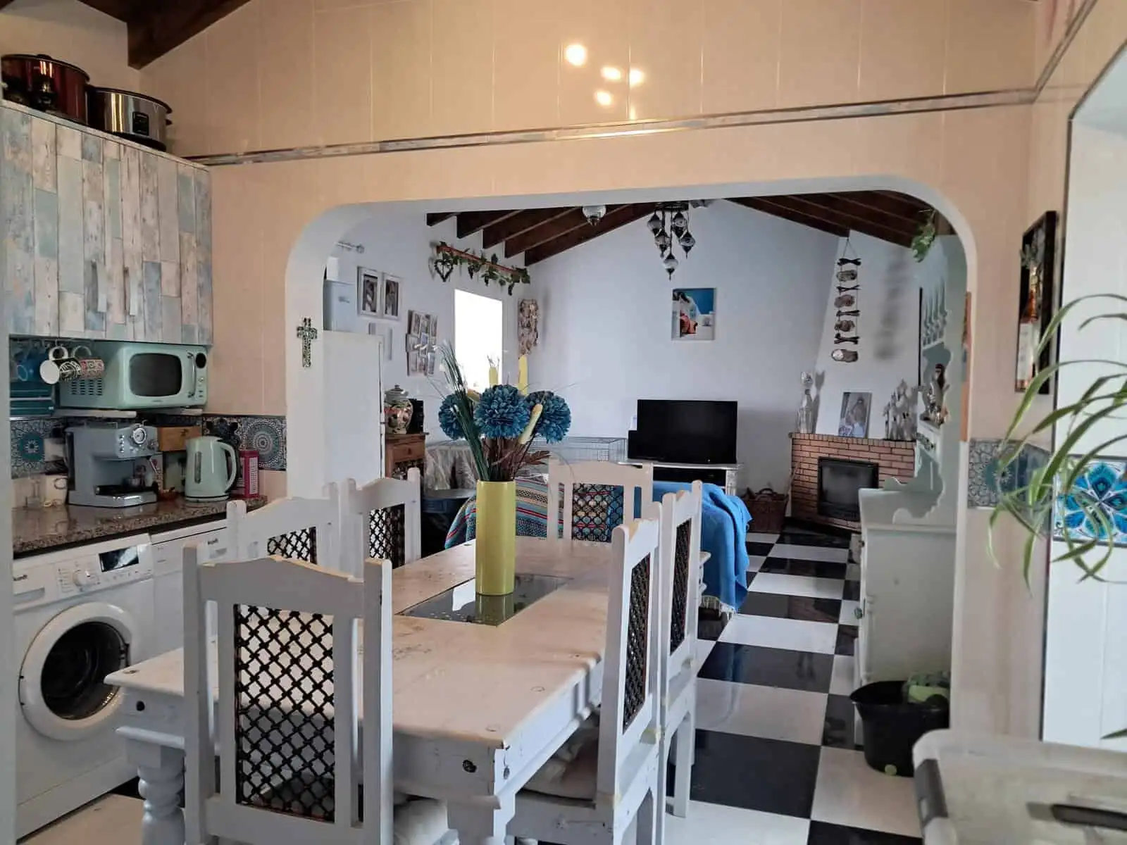Interior view of a bright, cozy living room in a villa in Castro Marim, Faro Algarve.