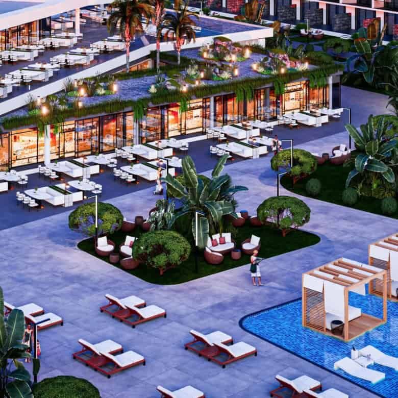 Elegant poolside view at Courtyard Platinum Bogaz Iskele North.