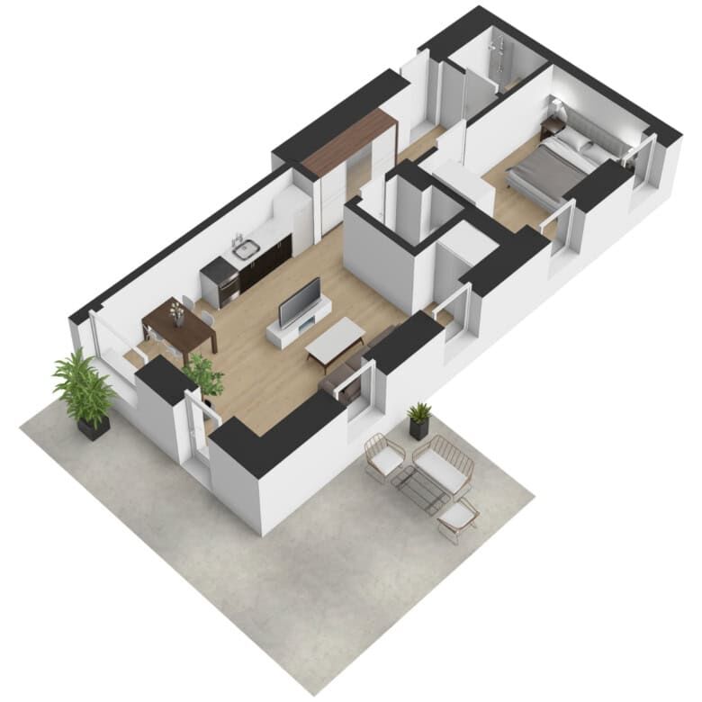 Modern luxury apartment in Rattendorf with stylish interiors and outdoor terrace.