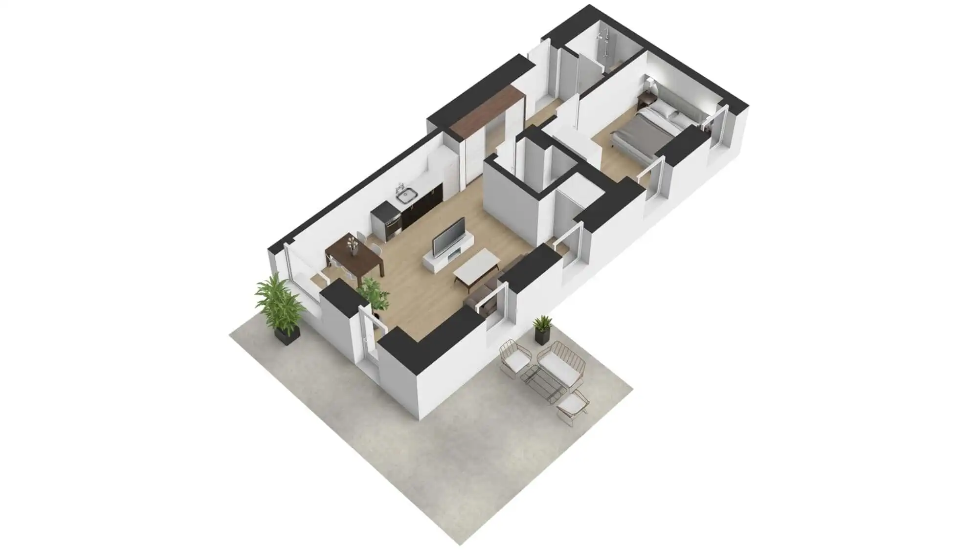 Modern luxury apartment in Rattendorf with stylish interiors and outdoor terrace.