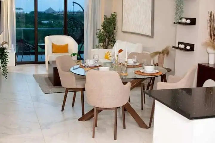 Elegant 2-bedroom apartment interior in Cana Rock STAR, Punta Cana, Dominican Republic.