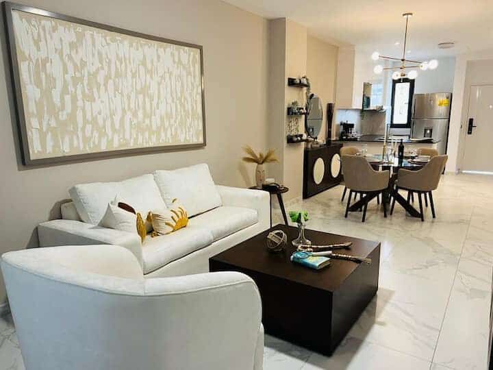 Modern 2-bedroom apartment in Cana Rock STAR Punta Cana with stylish living space.