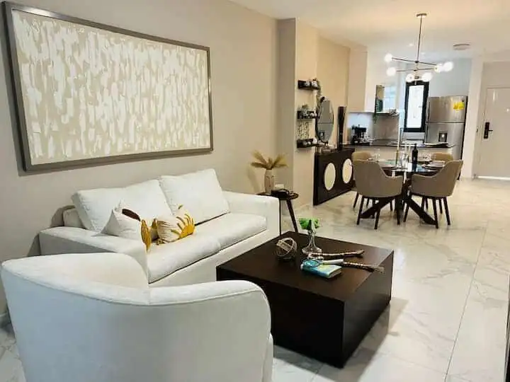 Modern 2-bedroom apartment in Cana Rock STAR Punta Cana with stylish living space.