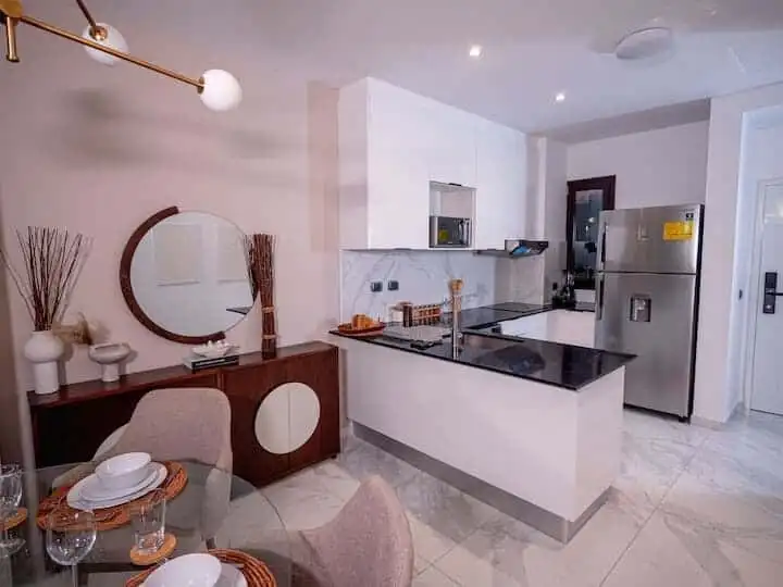 Luxury 2-bedroom apartment for sale in Cana Rock STAR, Punta Cana, Dominican Republic. Modern kitche.