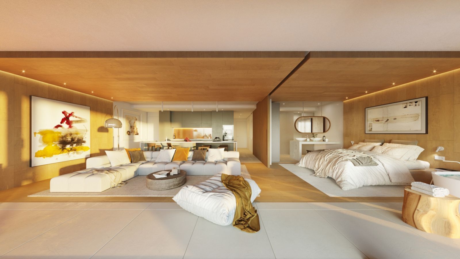 Spacious 2-bedroom apartment with contemporary design in Carvajal, Costa del Sol, featuring open-pla.