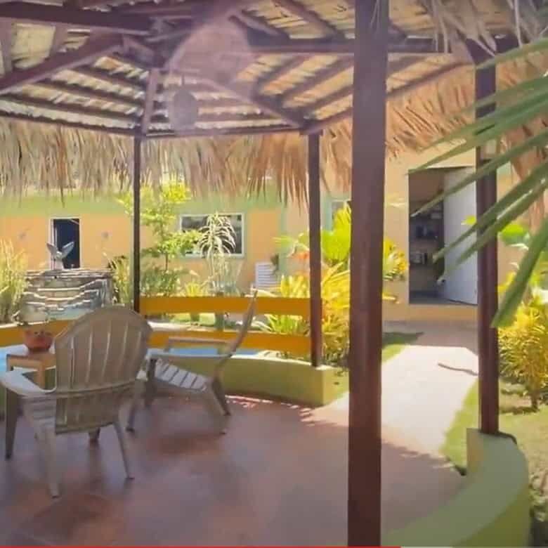 Tropical garden gazebo with seating area in the Dominican Republic. Perfect for relaxing and enjoyin.