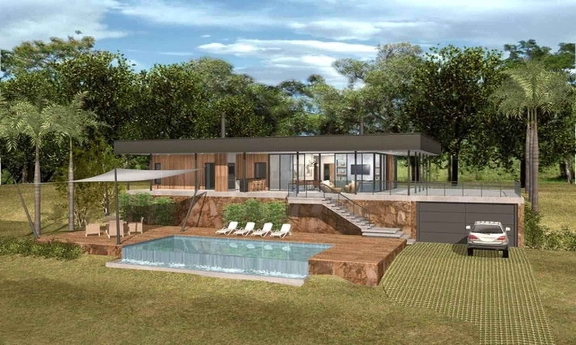 Elegant modern villa with outdoor pool and spacious terrace in Paraguay. Perfect for relaxing vacati.