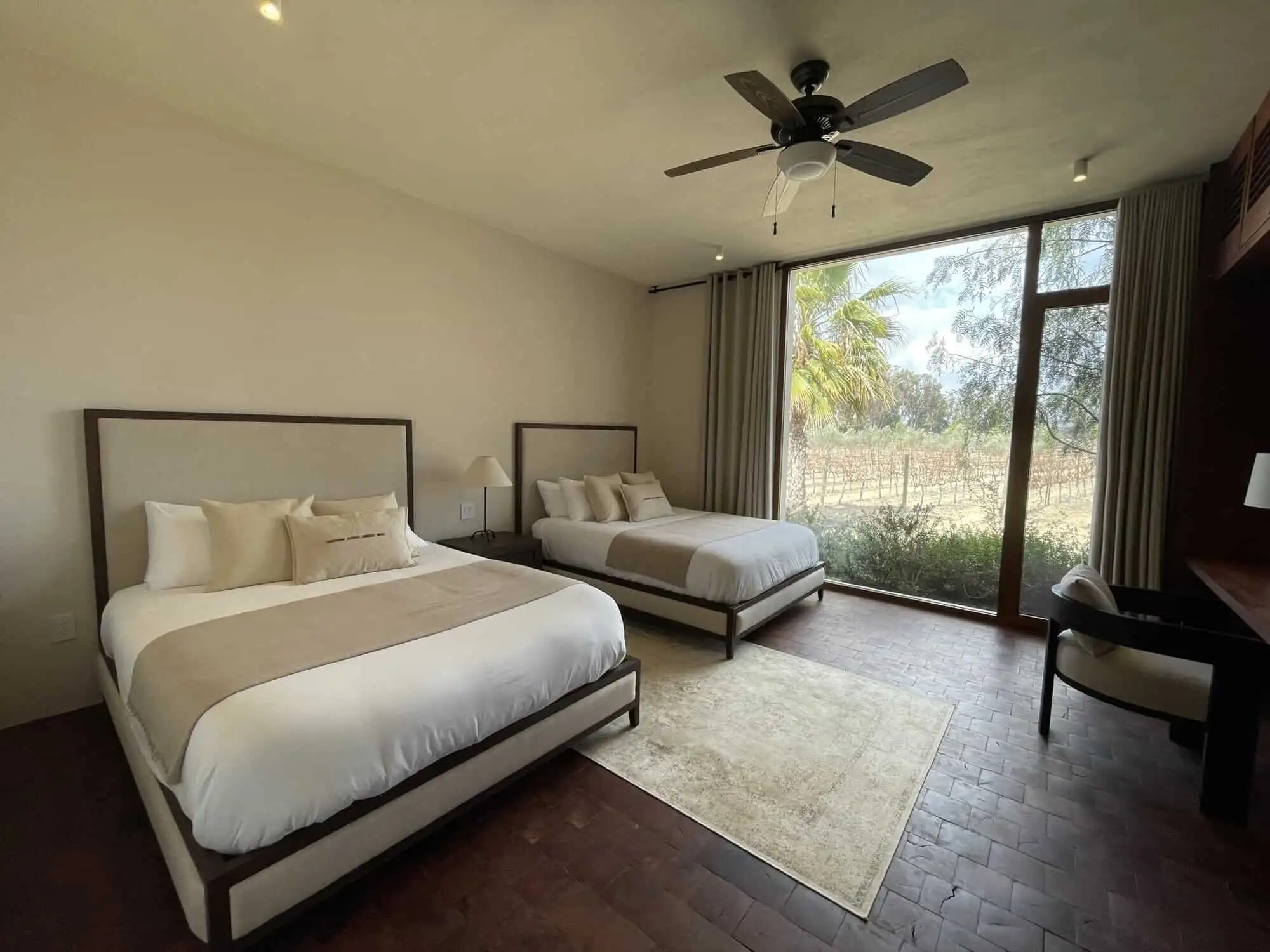 Luxury bedroom with vineyard views near San Miguel de Allende.