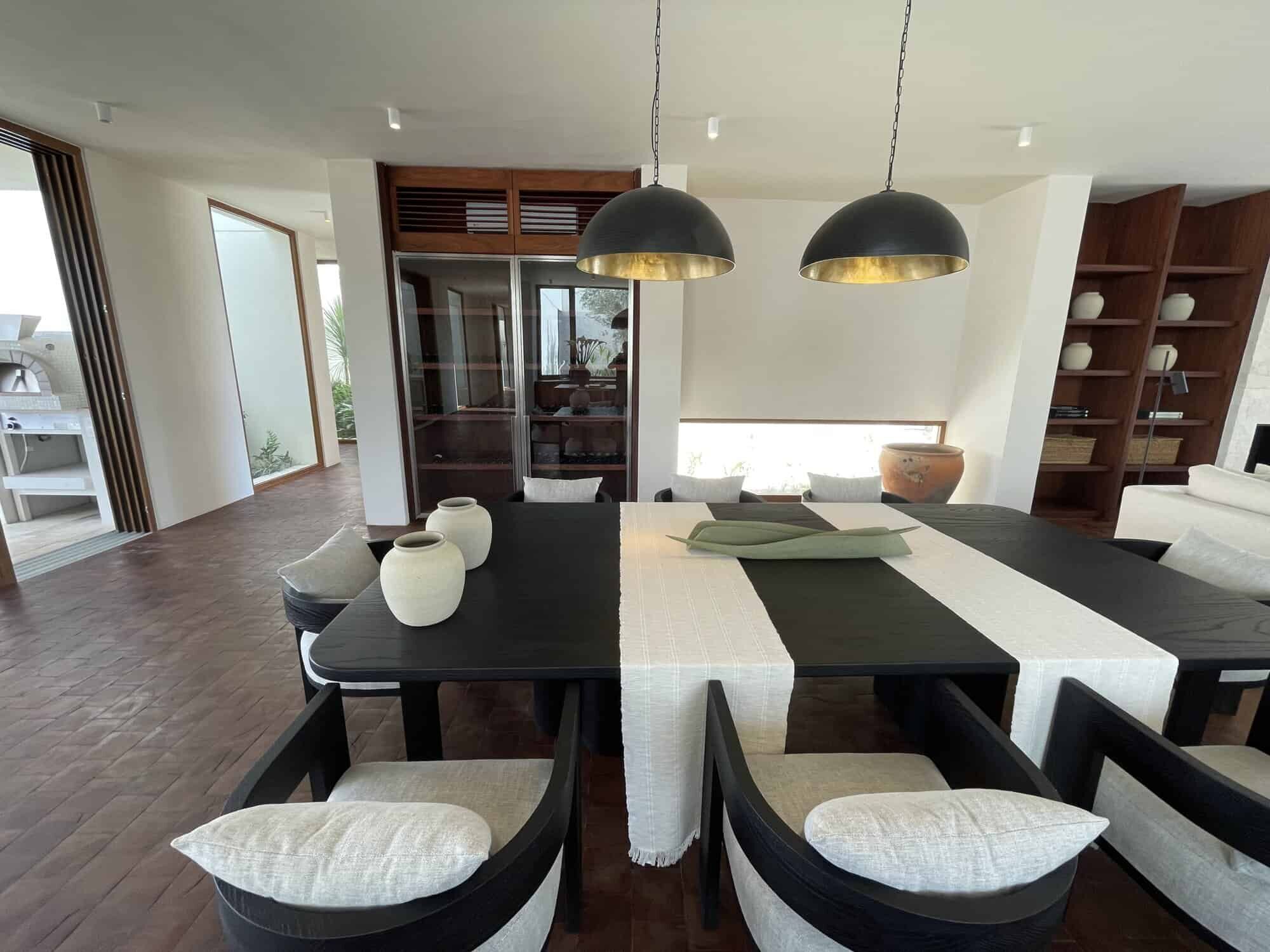 Elegant dining area in a luxury vineyard estate for wine lovers.