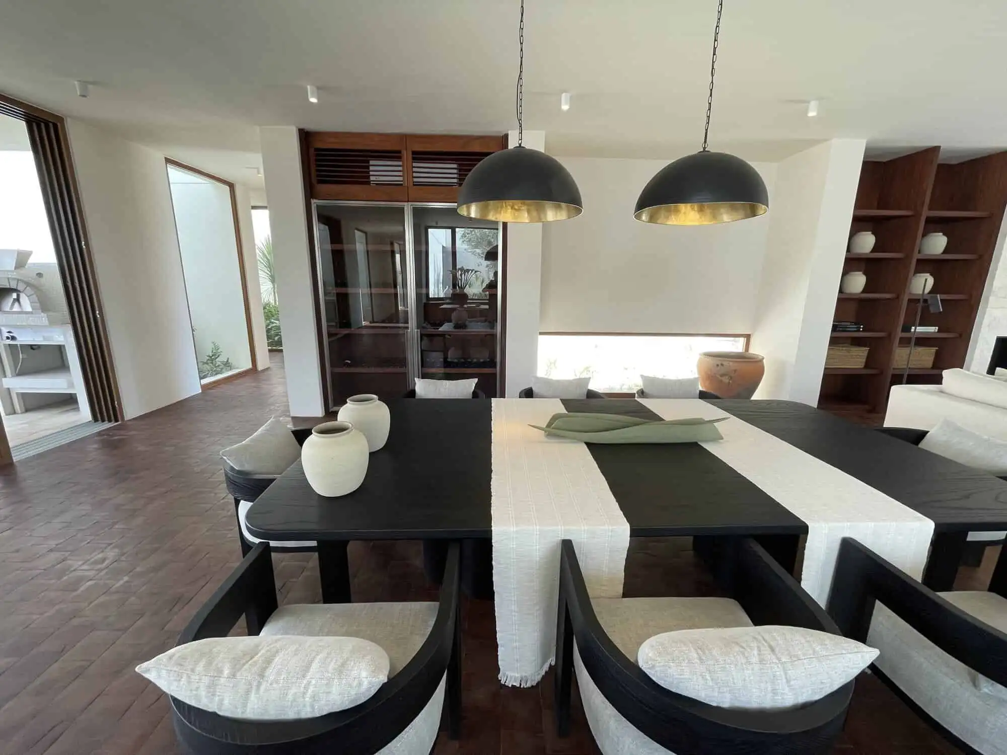 Elegant dining area in a luxury vineyard estate for wine lovers.