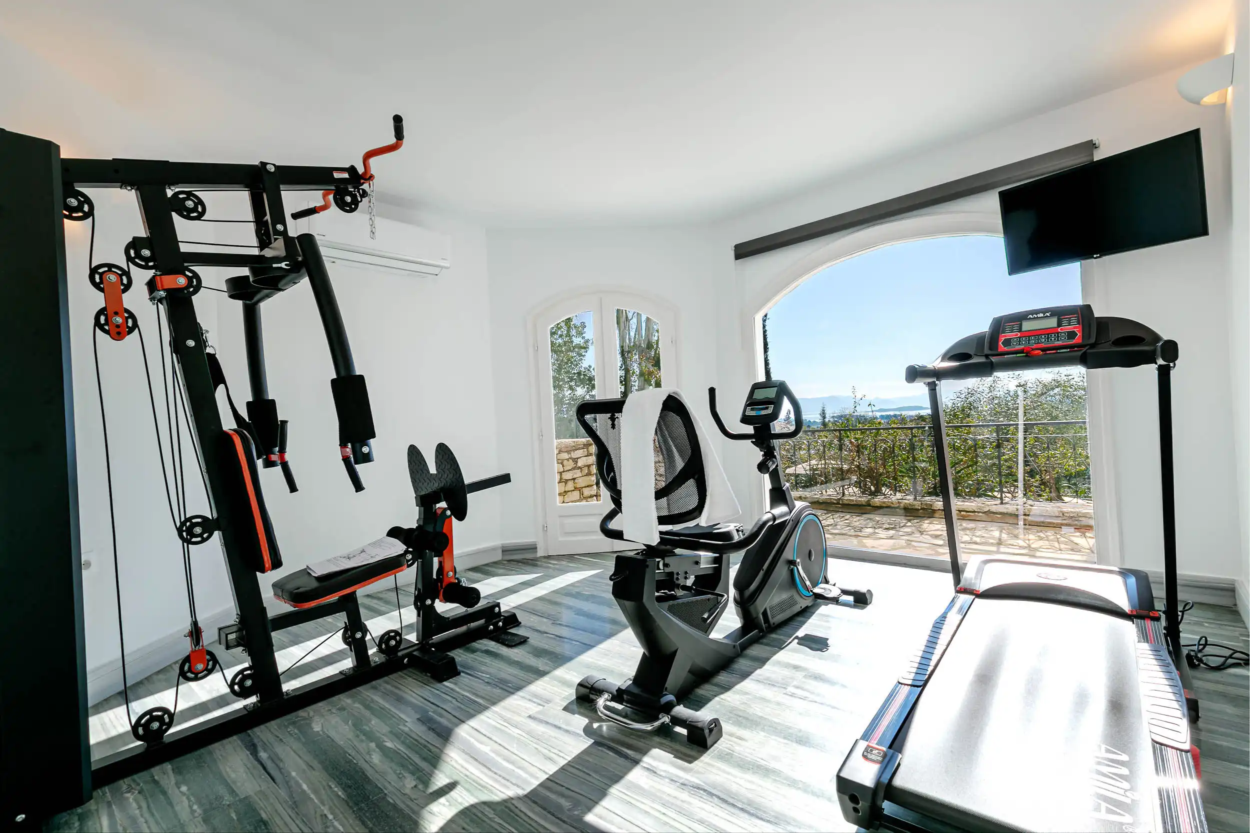 View Villa in Gouvia, Corfu View Villa Gym Room with Modern Equipment in Gouvia, Corfu.