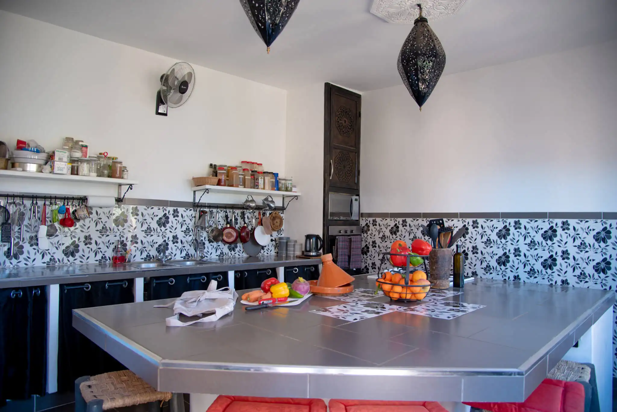 Modern kitchen at Kasbah Tiziri Hotel for sale in Imzough.