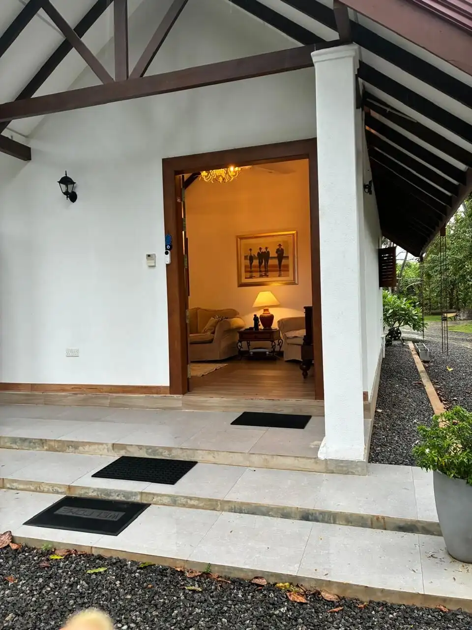 Beautiful entrance of a two-house estate in Waikkal, Sri Lanka, showcasing modern architecture and l.