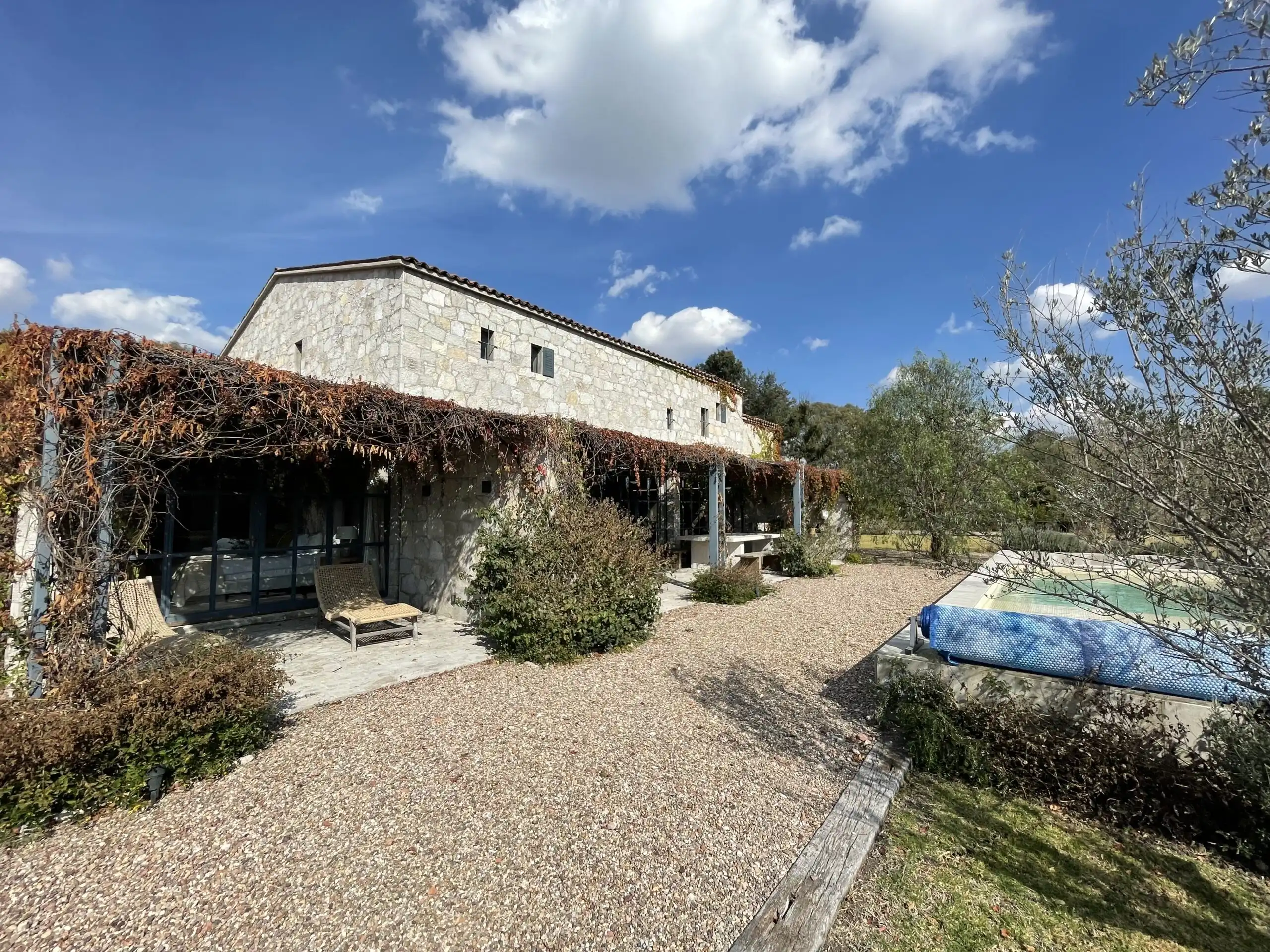 Beautiful vineyard estate with stone house and garden in San Miguel de Allende, Mexico.
