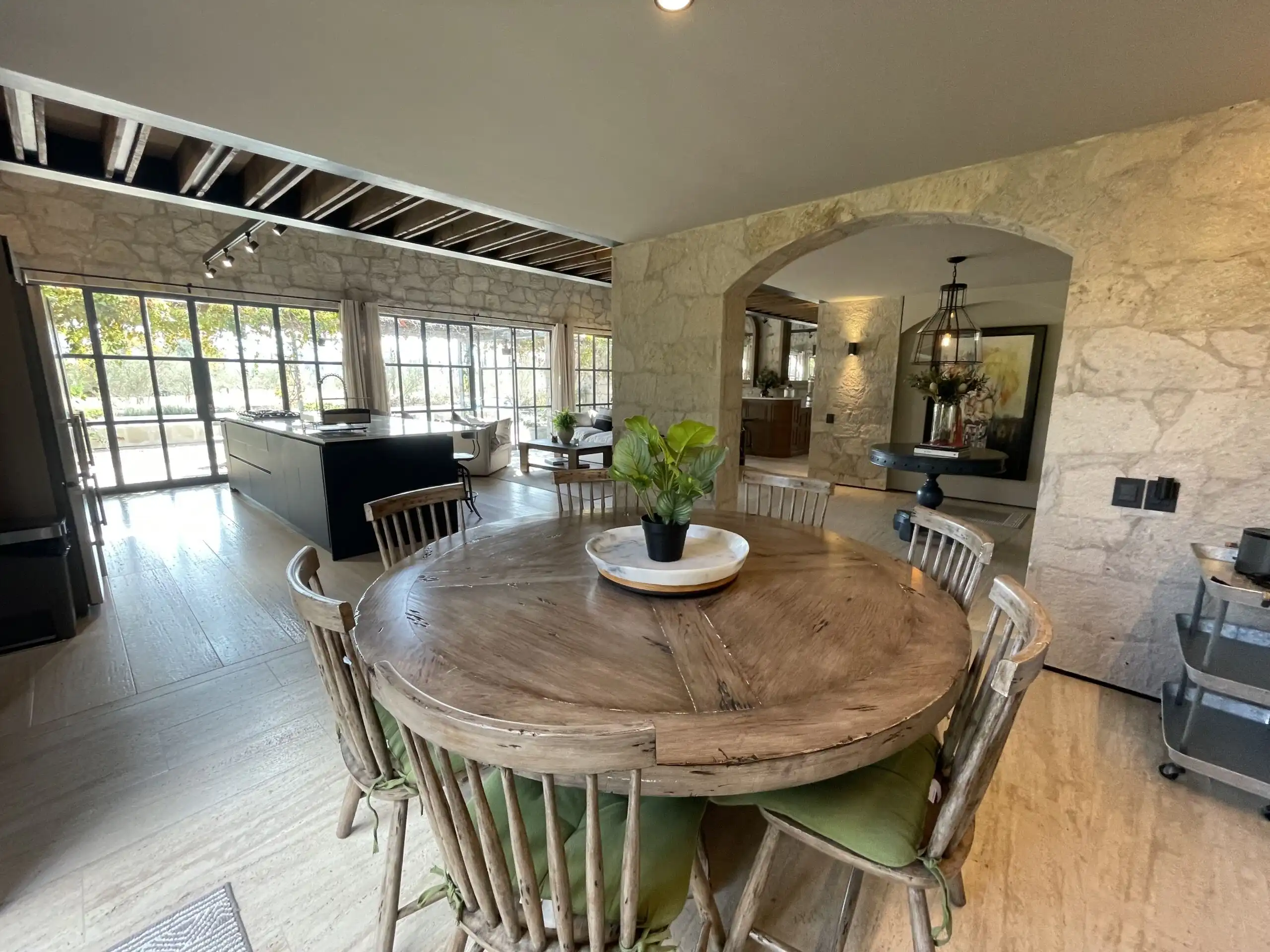 Elegant dining space at Casa La Vista vineyard estate in San Miguel de Allende.