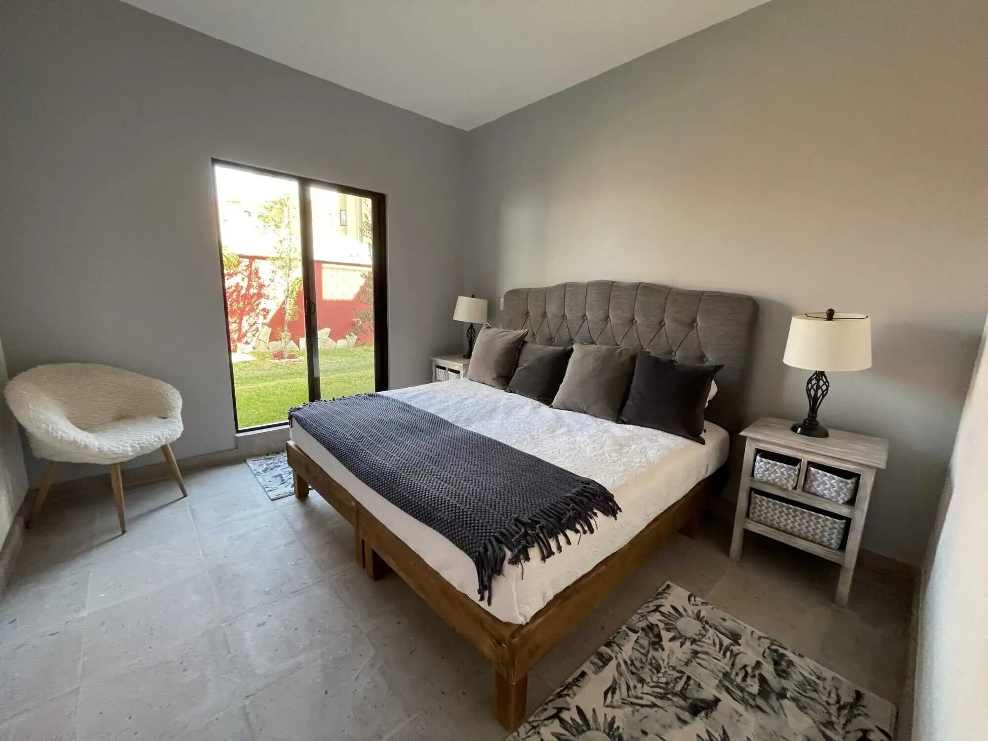 Modern colonial 3BR house bedroom with stylish decor and natural light in San Miguel de Allende.