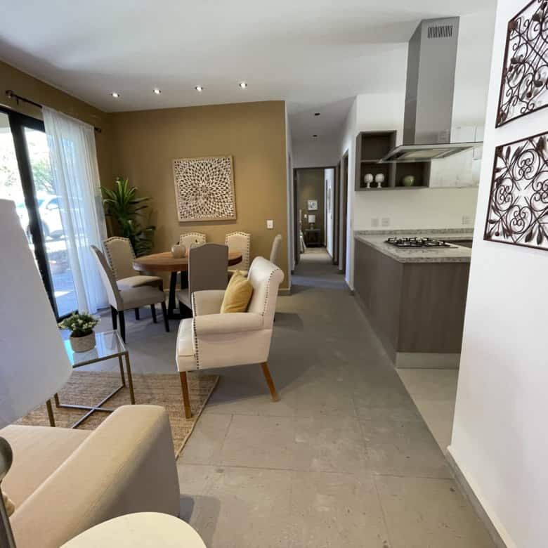 Living room with modern furniture and natural light in San Miguel de Allende.