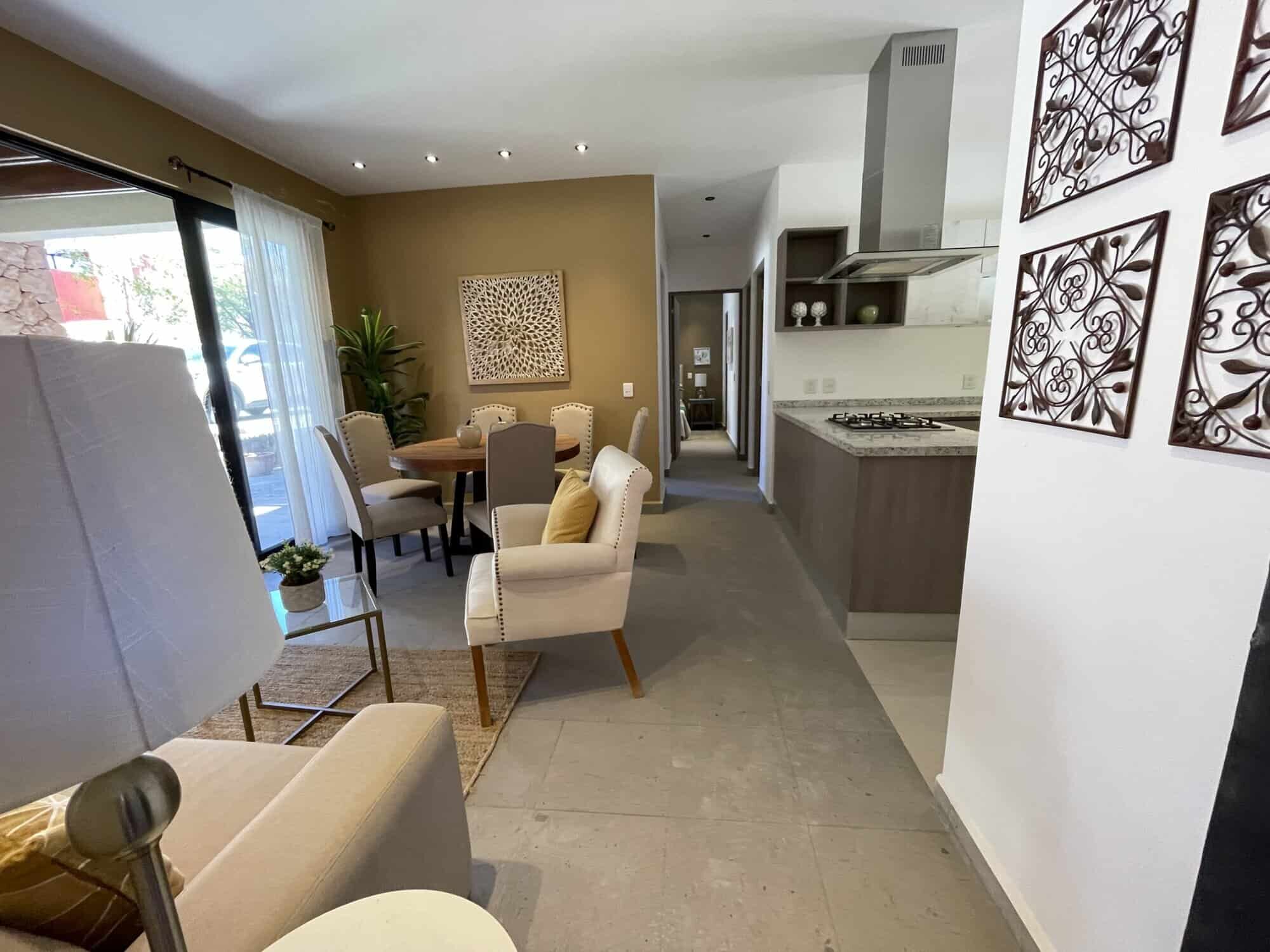 Living room with modern furniture and natural light in San Miguel de Allende.