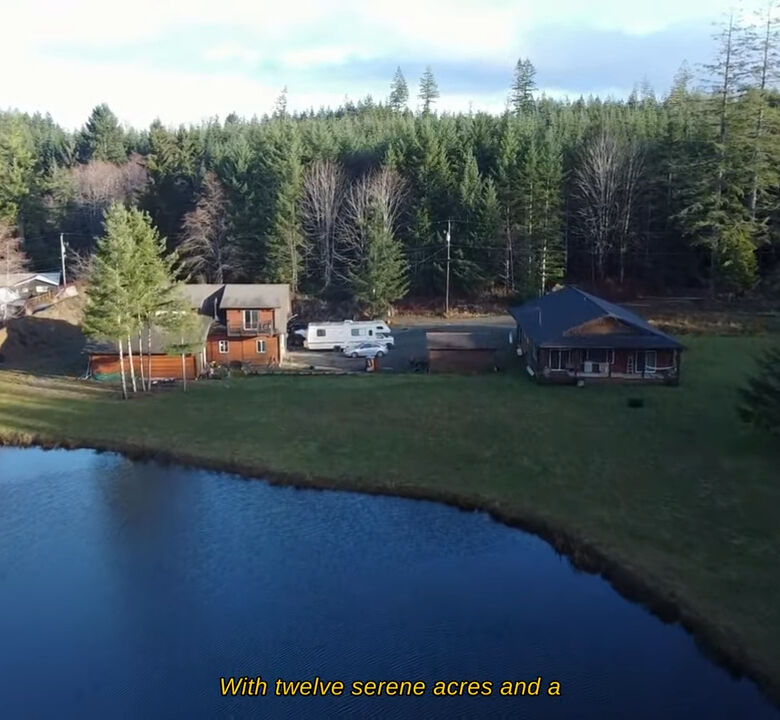 Beautiful estate with serene lake and lush forest setting in Vancouver Island, British Columbia.