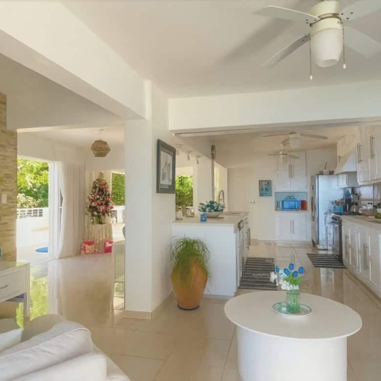 Bright and airy living room in Playa Sosua Hilltop Estate, Dominican Republic.