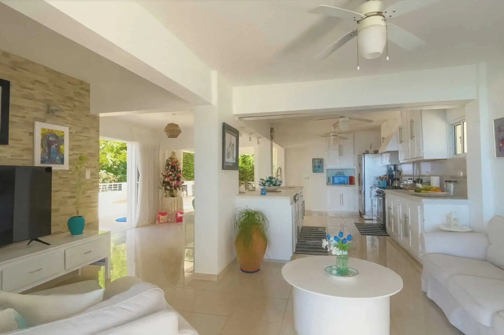 Bright and airy living room in Playa Sosua Hilltop Estate, Dominican Republic.