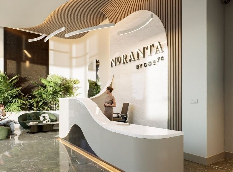 Modern luxury condo reception area in Tijuana with stylish design and welcoming atmosphere.