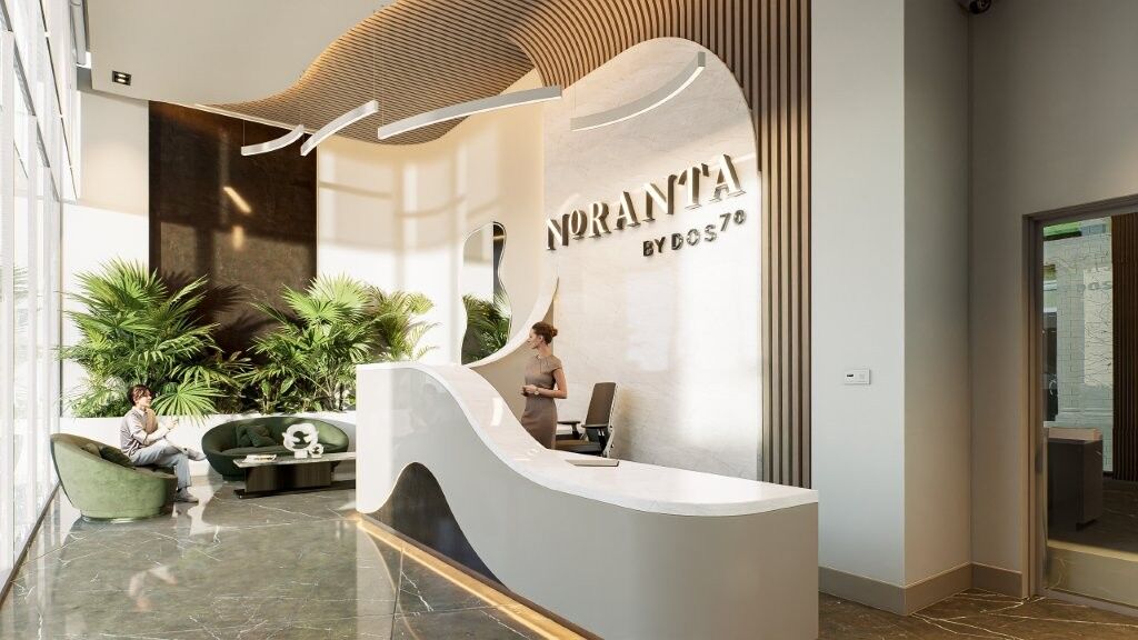 Modern luxury condo reception area in Tijuana with stylish design and welcoming atmosphere.