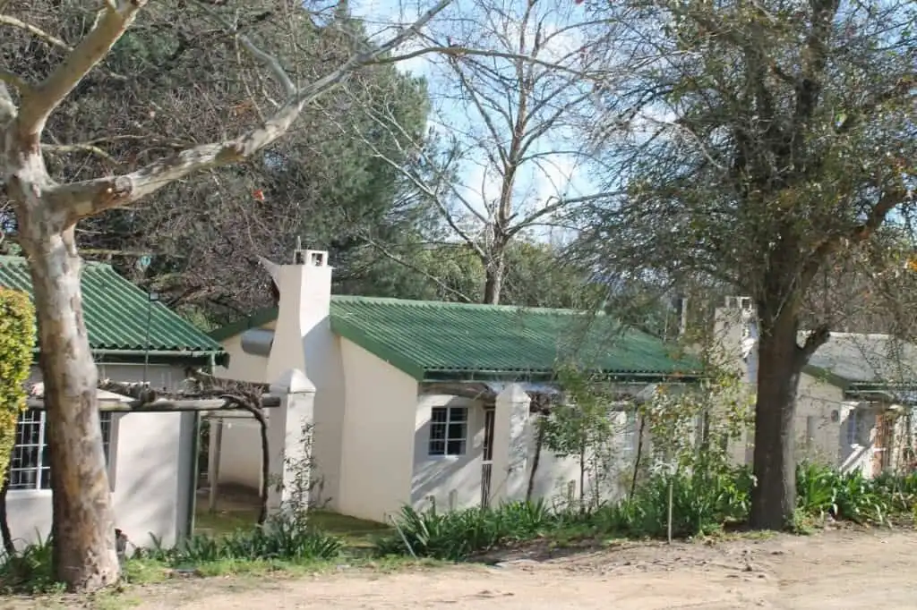 Beautiful cottage with green roof and garden in Wellington, Western Cape, South Africa.