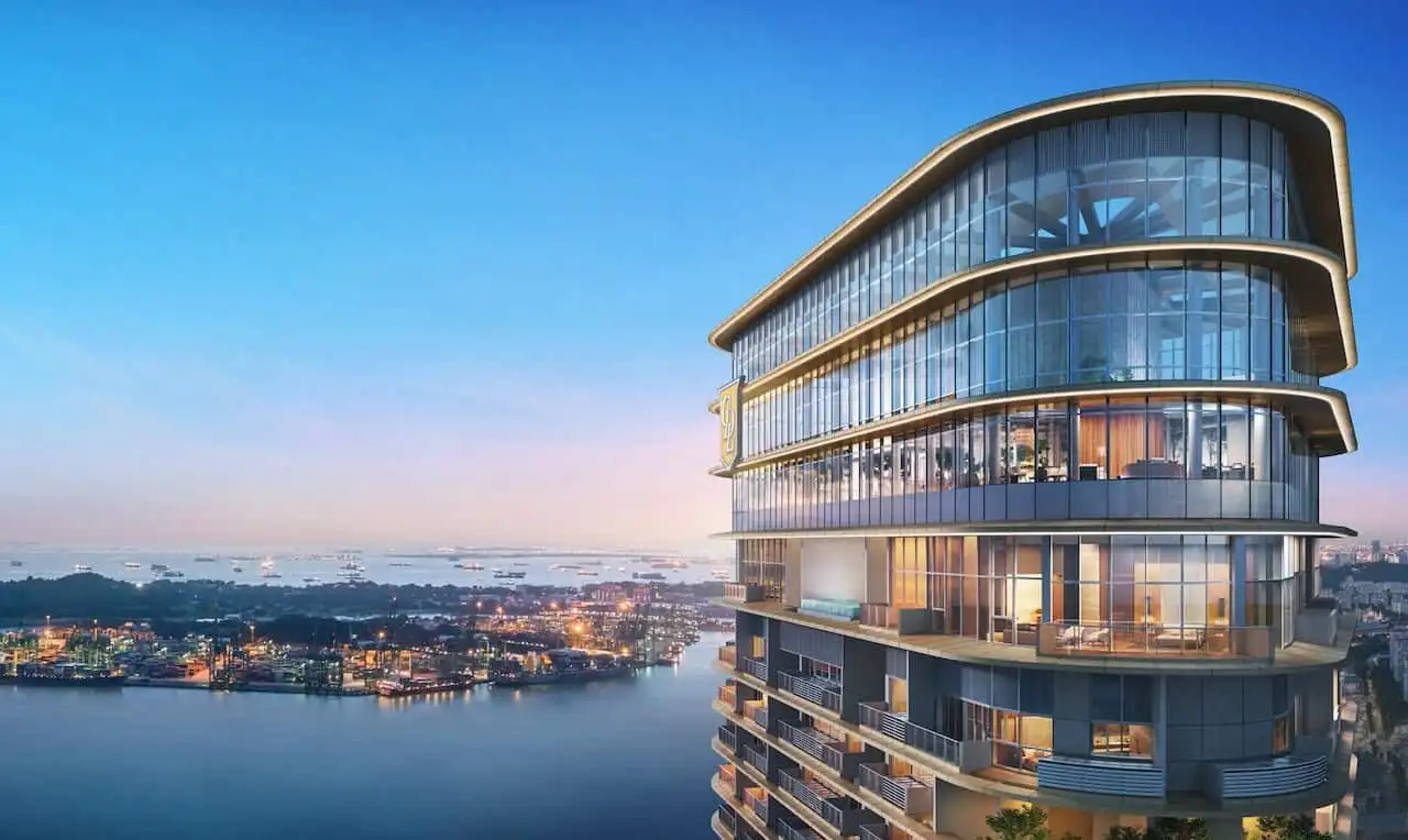 Luxury Newport Residences tower with modern glass architecture in the CBD.