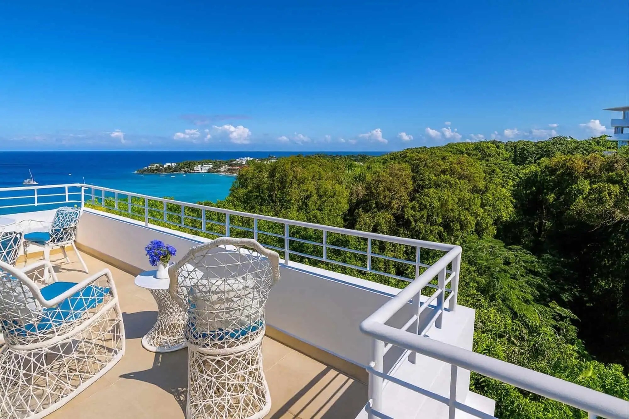 Beautiful ocean view from the Sosua hilltop estate balcony.