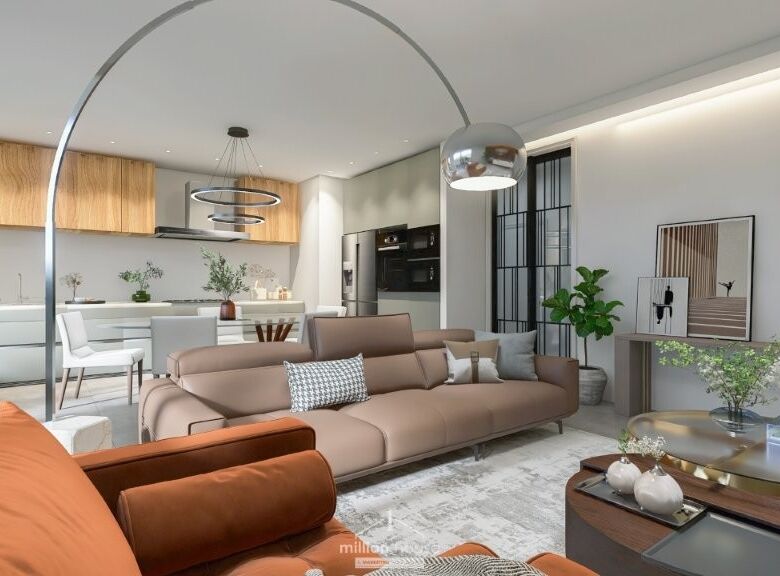 Elegant living room with modern decor and spacious layout in Seregno Lombardy.