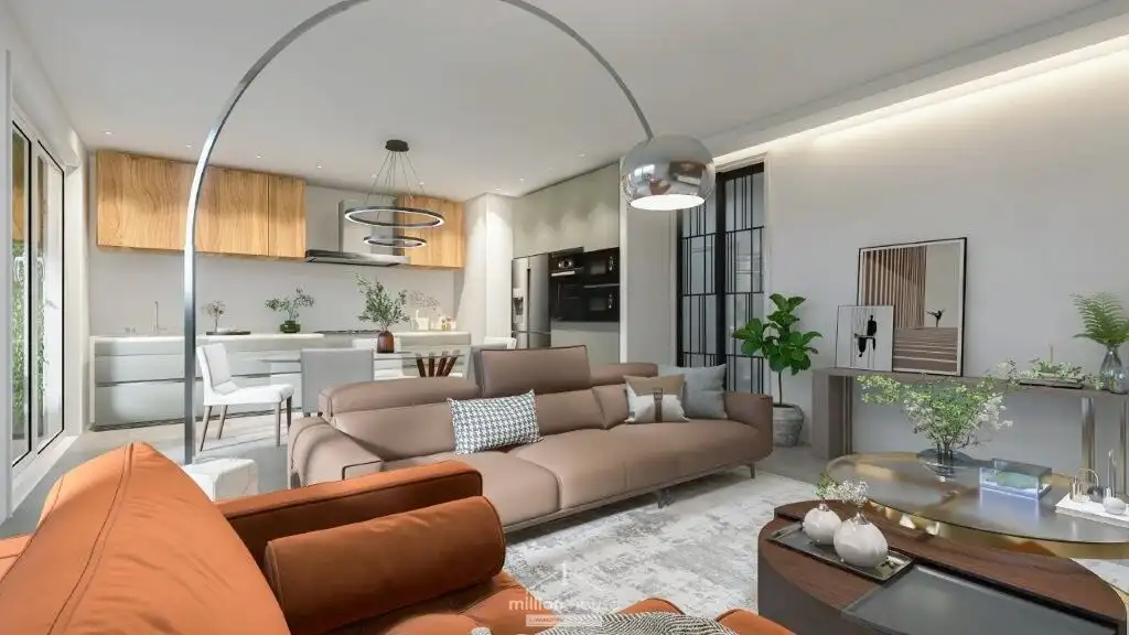 Elegant living room with modern decor and spacious layout in Seregno Lombardy.