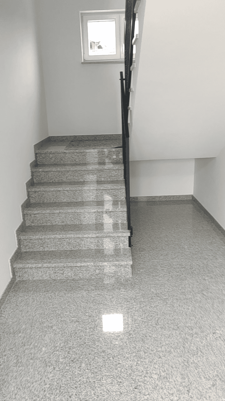 Interior staircase with granite steps in a duplex near Rijeka, Croatia.