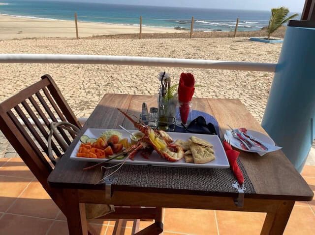 Sea view dining at Martin’s restaurant in Ponta Preta Maio Cape.