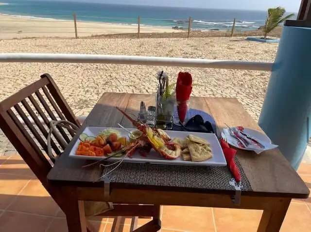 Sea view dining at Martin’s restaurant in Ponta Preta Maio Cape.