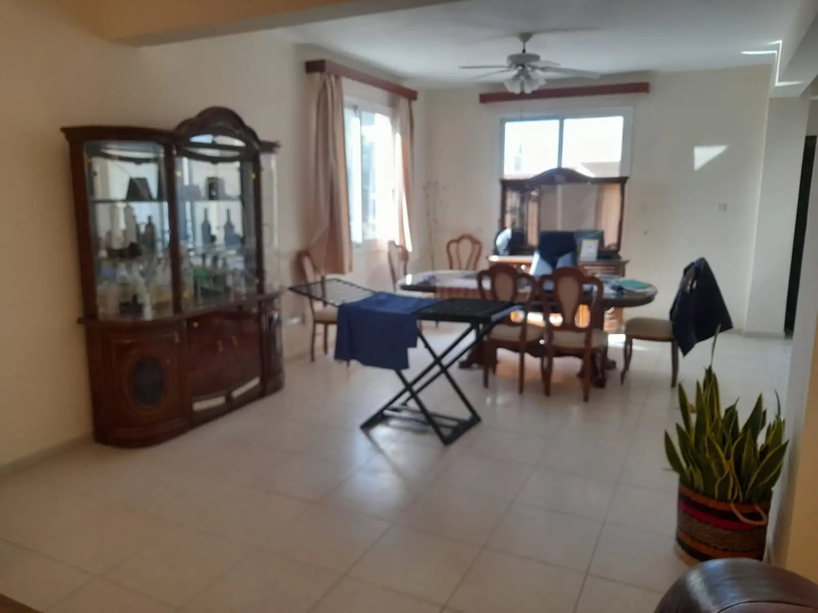 Spacious living and dining room with elegant furniture and natural light in Aradippou, Larnaca.