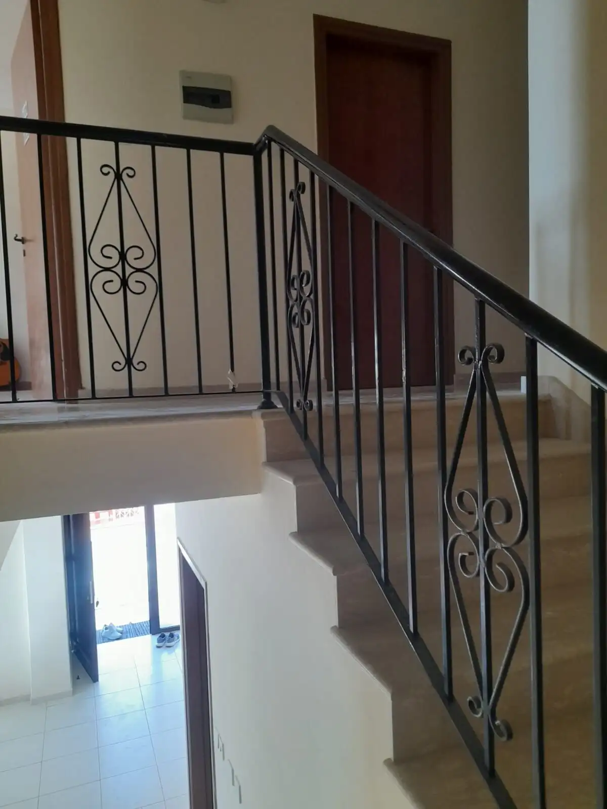 Modern staircase in a sunny villa in Aradippou, Larnaca, Cyprus.