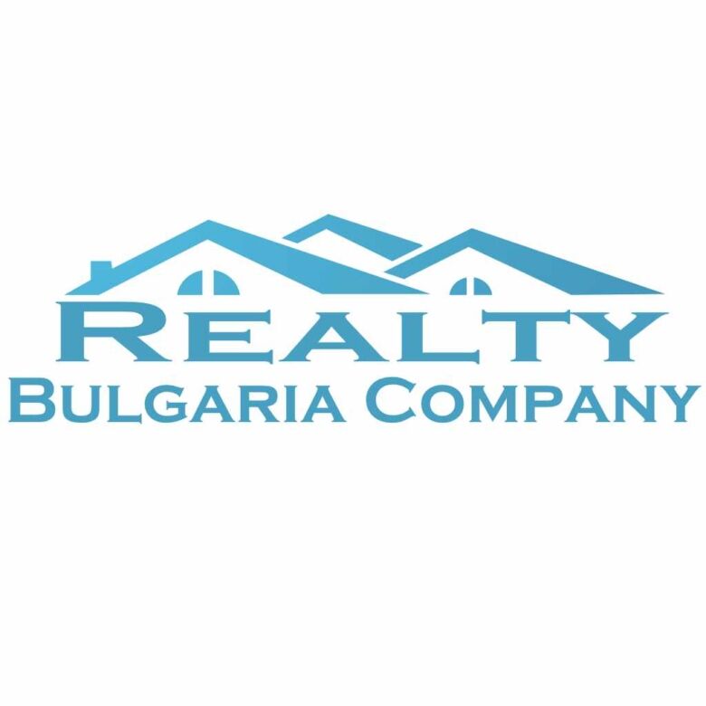 Logo of Realty Bulgaria Company featuring stylized blue rooftops and text.