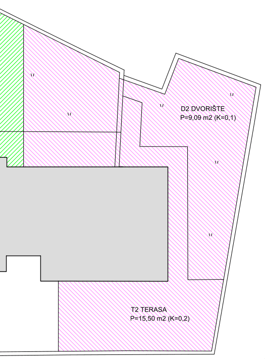 Duplex layout plan in Kvarner with terrace and apartment spaces near Rijeka.