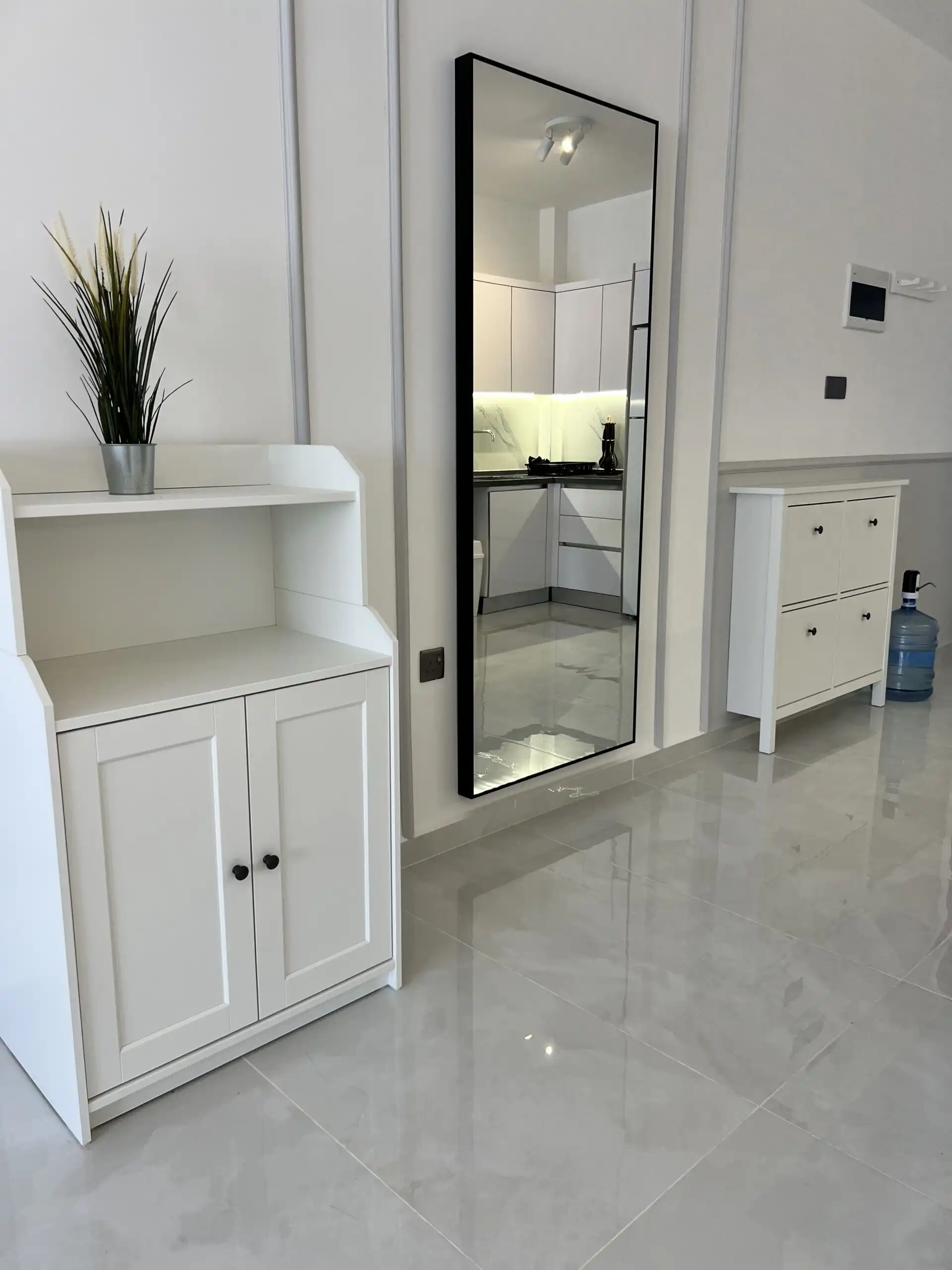 Modern apartment interior with sleek design and minimalist decor.