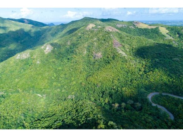 Land for sale in Saint Marys Parish, Antigua, with lush green hills and scenic views.