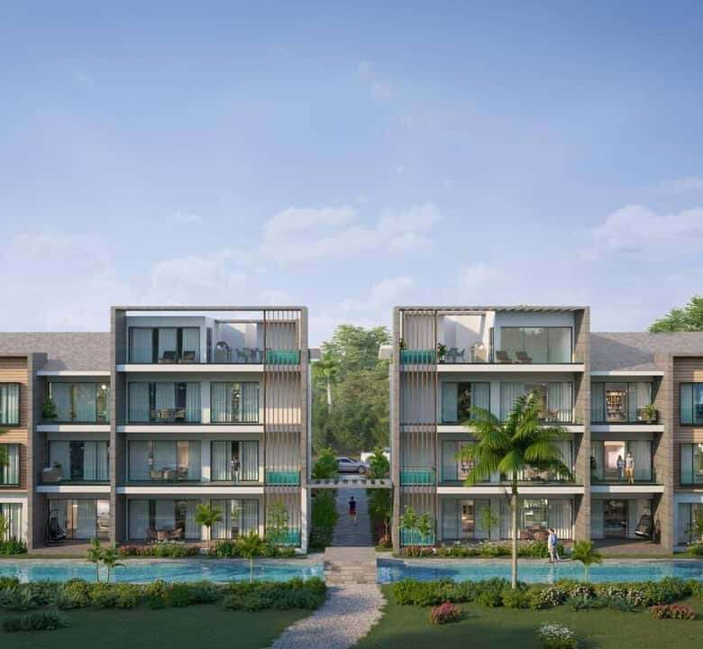 Contemporary Coral Bahia 2-bedroom apartments for sale in Punta Cana, Dominican Republic.