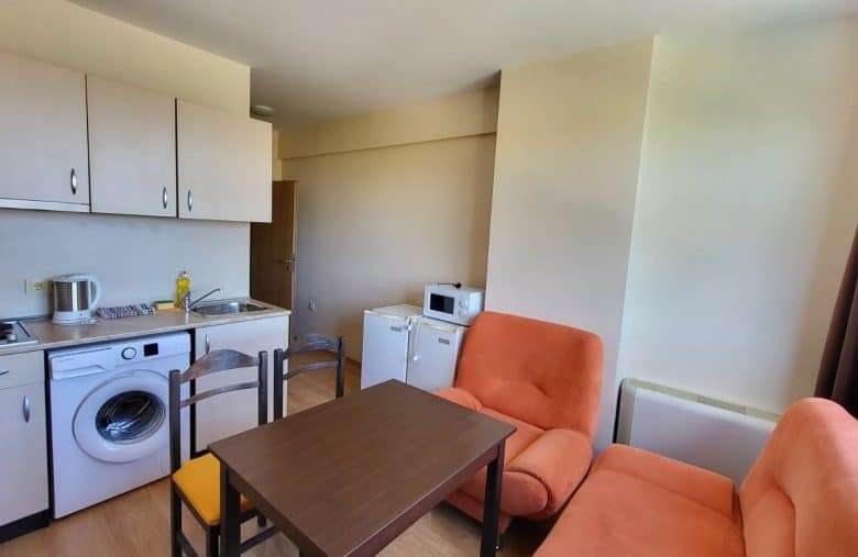 Bright interior of a fully furnished 1-bedroom apartment in Seasons-3, Sunny Beach, just 600m from t.