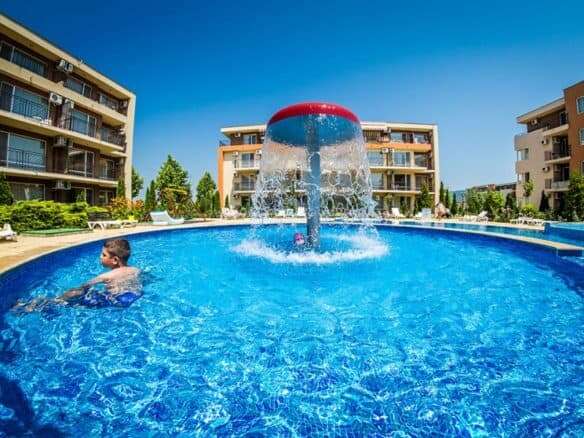 Pool view at Nessebar Fort Club, Sunny Beach, Bulgaria.
