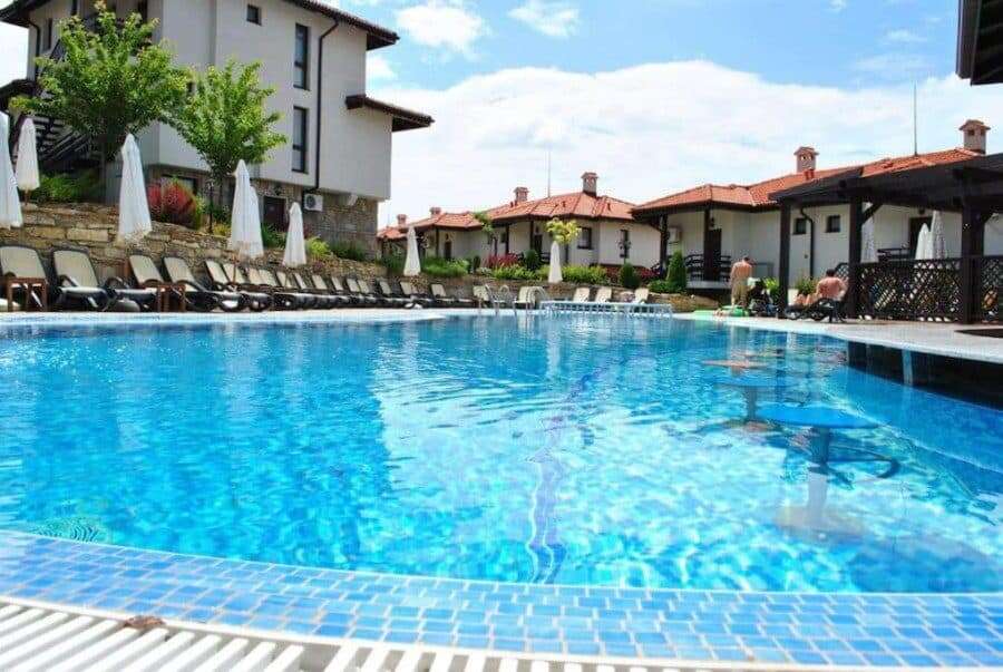 Pool at Bay View Villas, Kosharitsa, Bulgaria, near the sea.