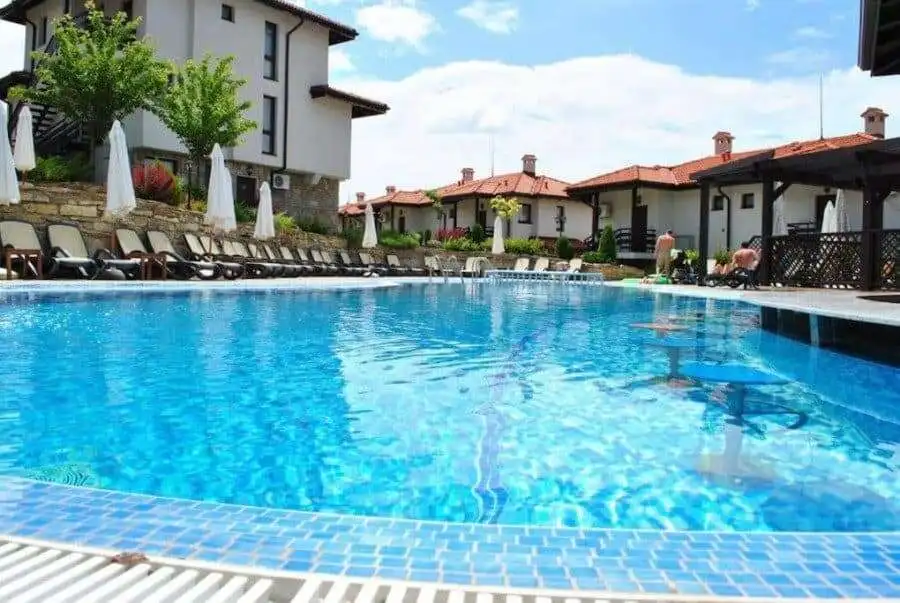 Pool at Bay View Villas, Kosharitsa, Bulgaria, near the sea.