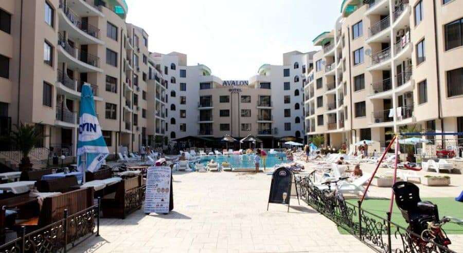 Modern studio apartment in Avalon Sunny Beach with pool access and spacious layout.